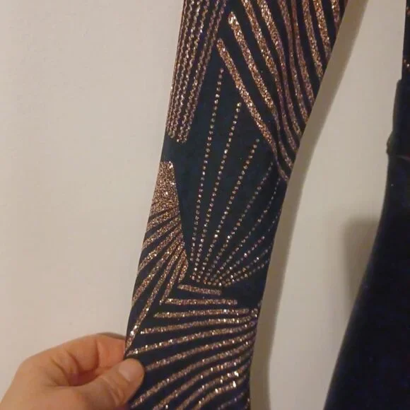 Betsy & Adam Size P2 Black and Gold Wedding Party Dress - Picture 3 of 12